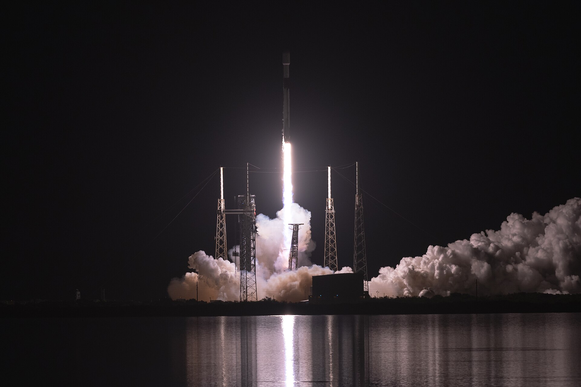 A SpaceX Falcon 9 lifts off from Cape Canaveral, Florida, on Jan. 3, 2024, carrying the Ovzon 3 geostationary communications satellite.