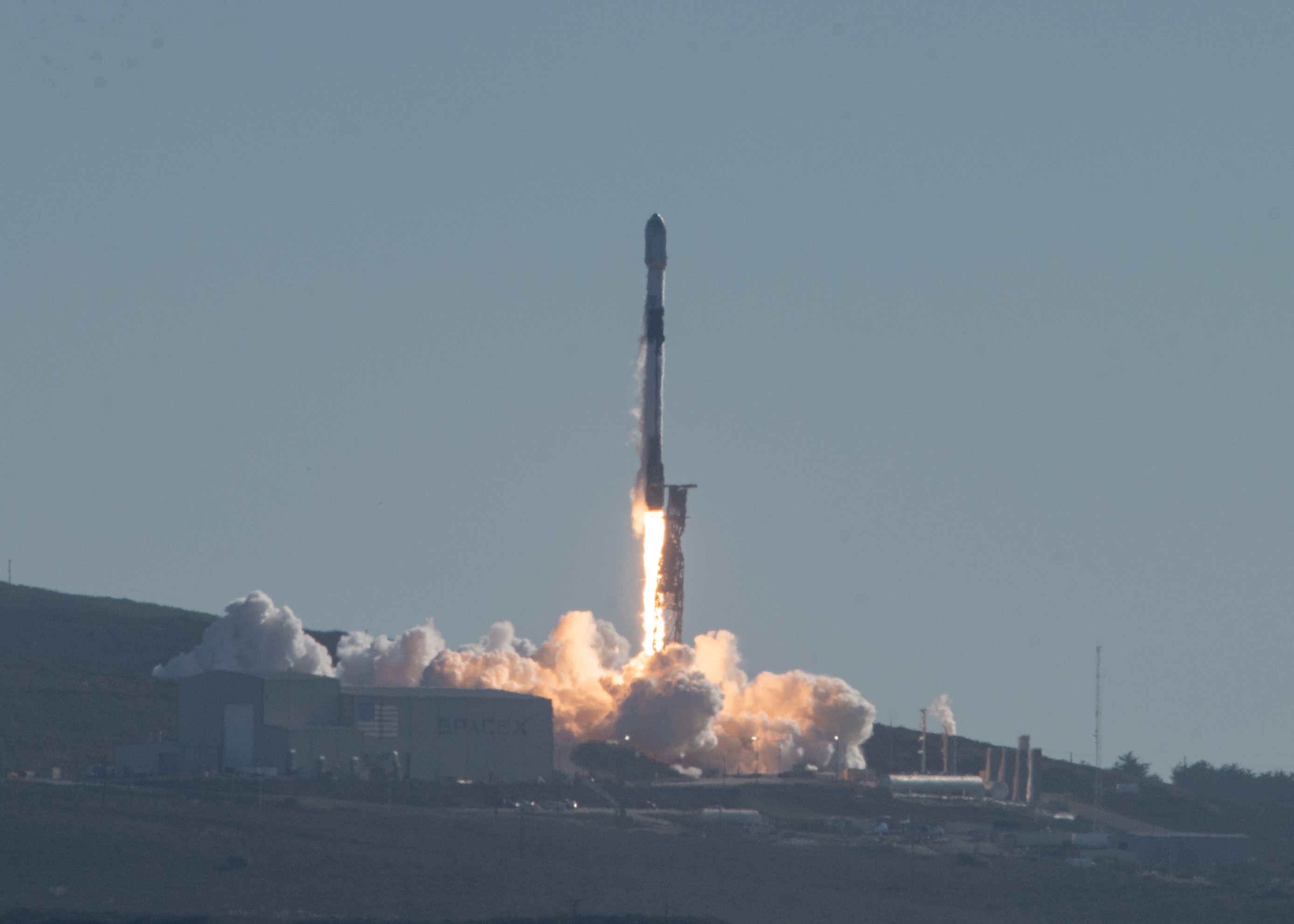 A SpaceX Falcon 9 rocket launches the Space Development Agency's T1TL-C mission from Vandenberg Space Force Base, California, on Oct. 15, 2025.